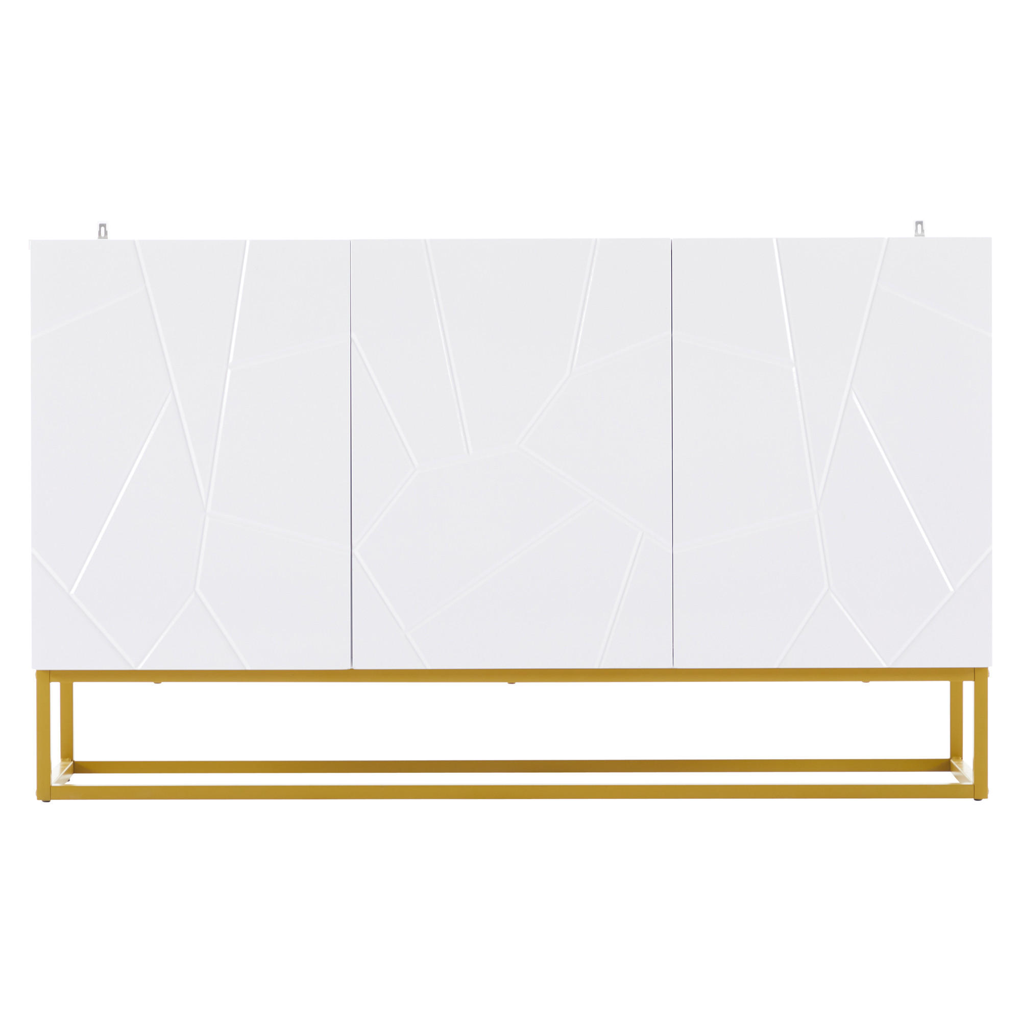 SIDEBOARD Weiß, Gold 130/35/76 cm - Weiß, Holzwerkstoff (130/76/35cm) - PANGIVO