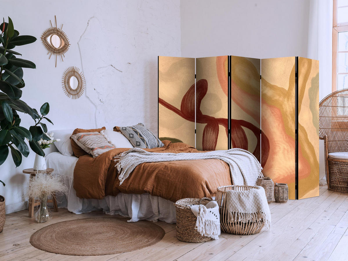 PARAVENT Einseitig Bedruckter 5-tlg 225x172 cm Irreguläre Geometrische - Multicolor, Holz/Textil (225/172/3cm) - Muralo