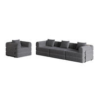 SCHLAFSOFA 2-in-1 Chenille Grey - Grau, Kunststoff (91.4/69.8/367.6cm) - Meubliv