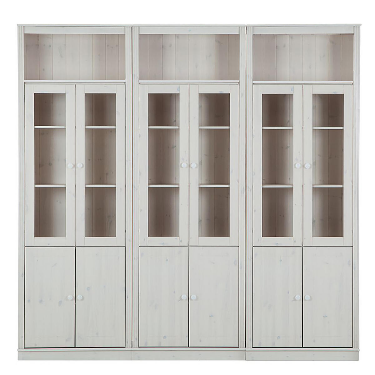 BÜCHERWAND - Kiefer massiv, Typ E - Weiß/Kieferfarben, Holz (222/223/37cm) - home24