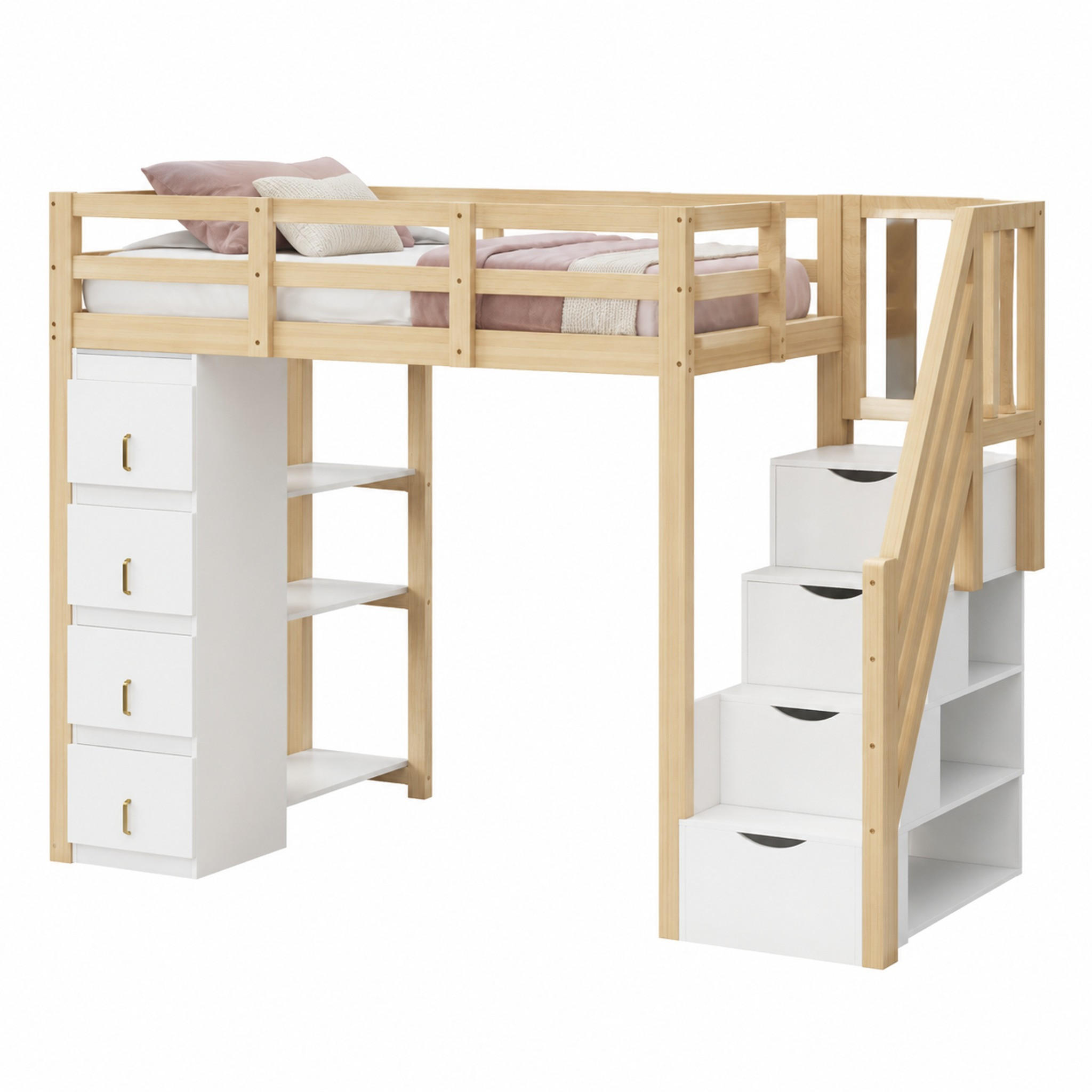 HOCHBETT mit Stauraum 90x200 cm Massivholz Naturholz - Braun, Holz (90/200cm) - Meubliv