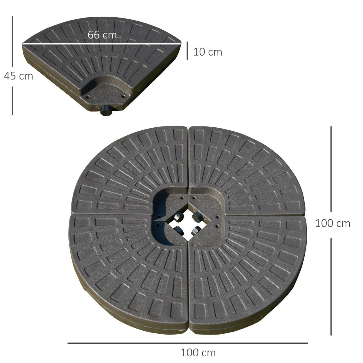 SCHIRMSTÄNDER mit 17 kg Wasser oder 25 kg Sand befüllbar HDPE Kaffee 100 x 100 x 10,5 cm - Braun, Kunststoff (100/100cm) - Outsunny