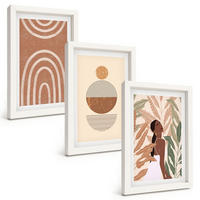 BILDER SET 3er Set - 20x30 cm Weißer Rahmen - Stilvolle Pflanzenmuster und Geometrie - Weiß, Kunststoff (20/30cm) - TULUP