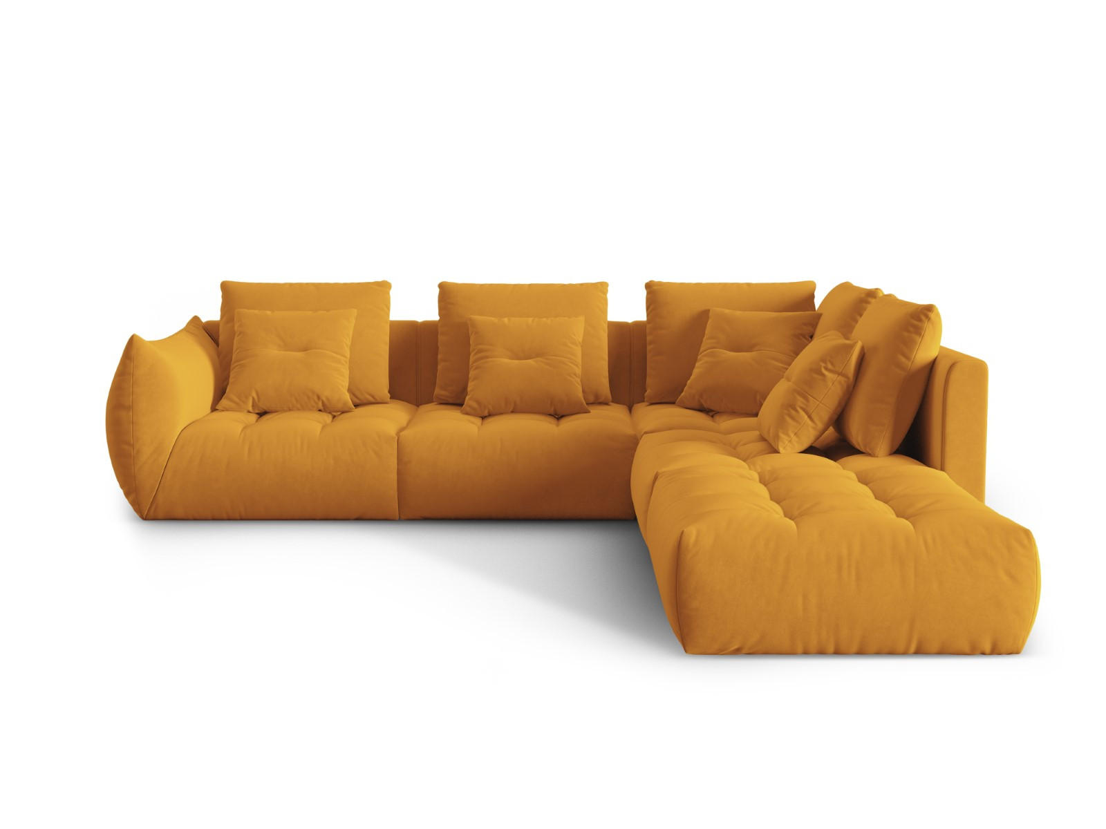 ECKSOFA modular rechts Bloom aus Samt gelb 4 Sitzplätze - Gelb, Textil (310/316cm) - Micadoni