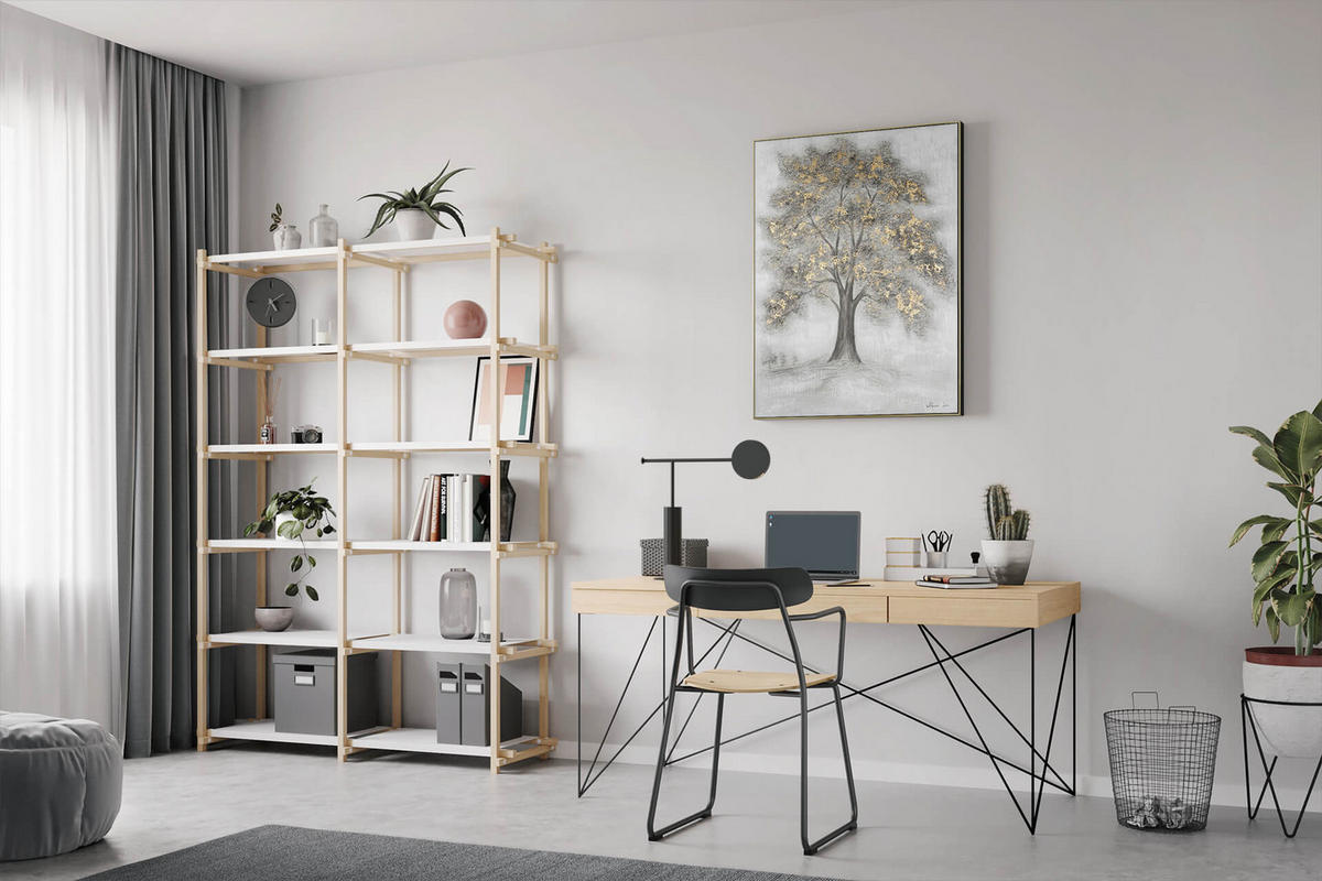 OLEJOMAĽBA 75/100 cm, Zvieratá - sivá/biela, drevo/textil (2/100cm) - KUNSTLOFT