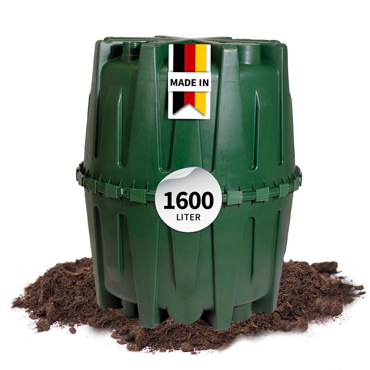 REGENWASSERTANK 1600 L - Grün, Kunststoff (135/160/135cm) - 4rain
