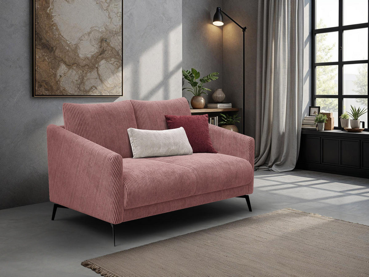 SOFA VILT 2-Sitzer, altrosa - Schwarz/Altrosa, Holzwerkstoff/Textil (142/89/94cm) - Courtois Laville