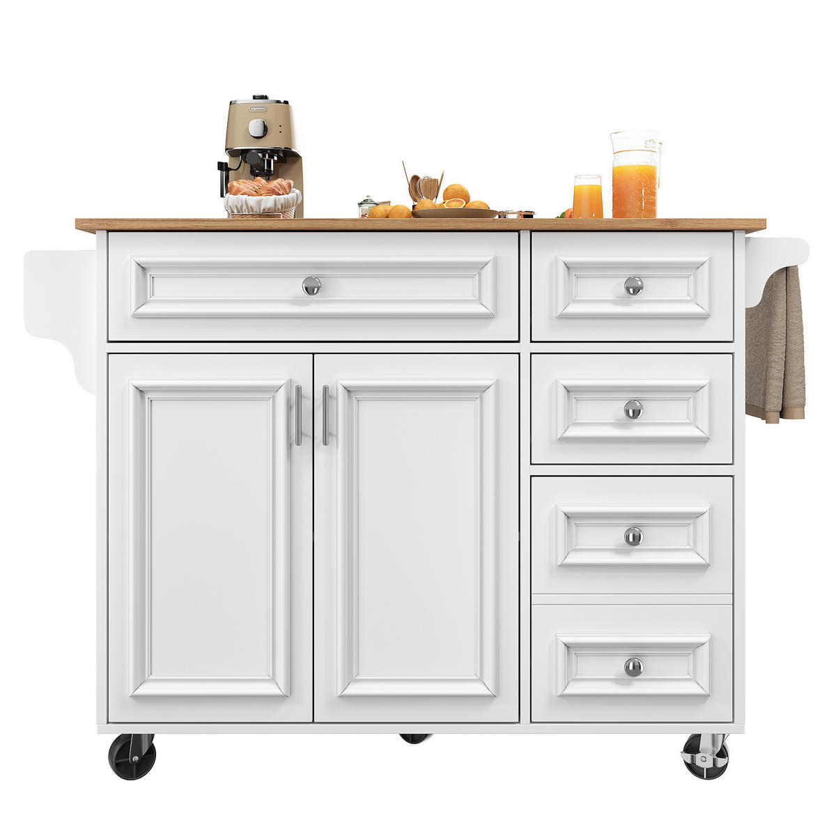 KÜCHENINSEL mit Klapptisch 110 x 75 x 92 cm Weiß - Weiß, Holz (75/92/130cm) - Beauniv