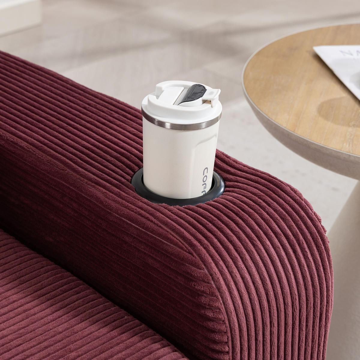 SCHLAFSOFA 2-Sitzer Sofa mit 2 Zierkissen,Lounge Sofa,Polstersofa,Cord,Weinrot - Rot, Textil (136/82.5/80cm) - LVHOM