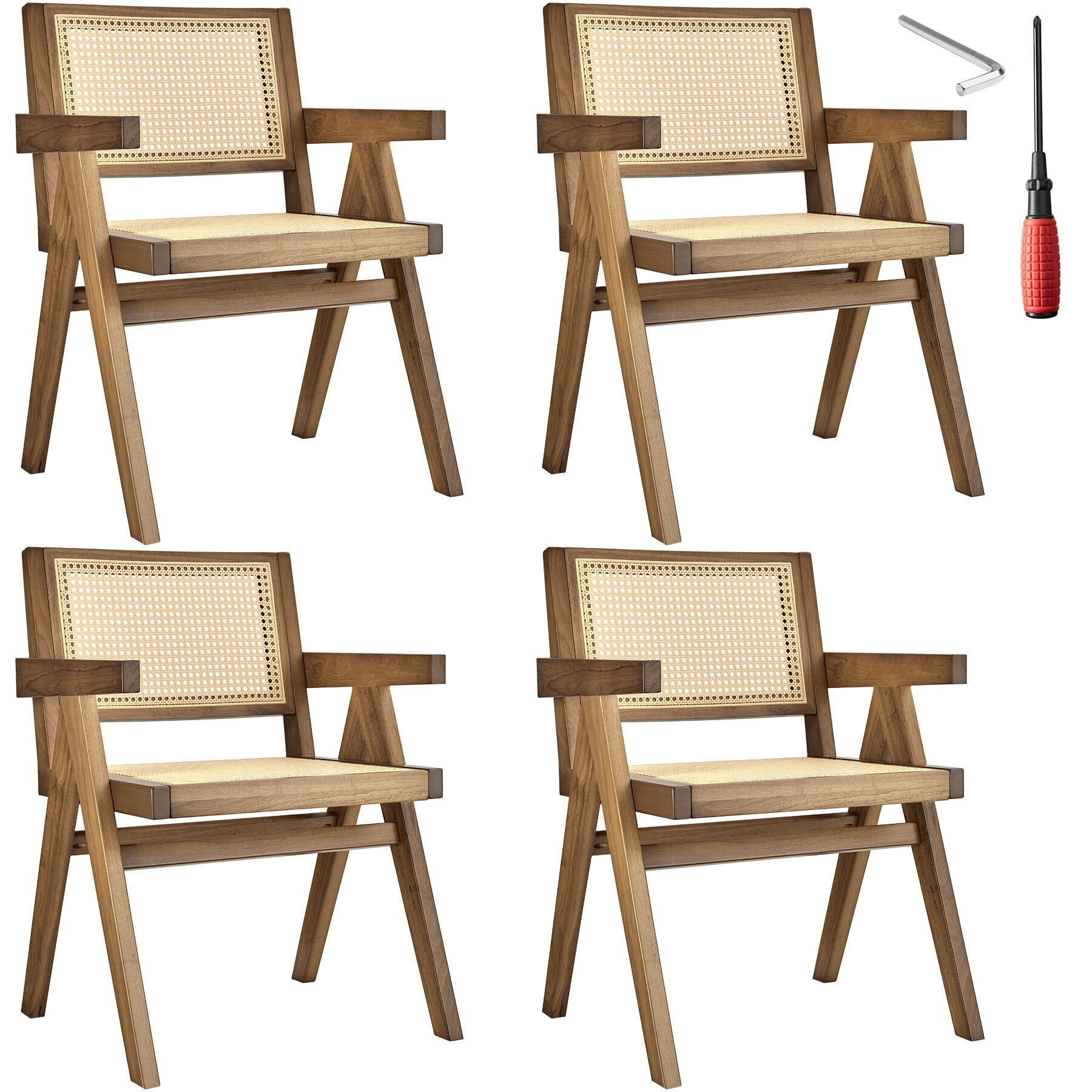 ARMLEHNSTUHL 4er Set Lissy,59 x 56,5 x 82,5 cm, Belastbarkeit 120 kg,Eiche hell - Eichefarben, Holz (59.5/82.5/56.5cm) - tectake