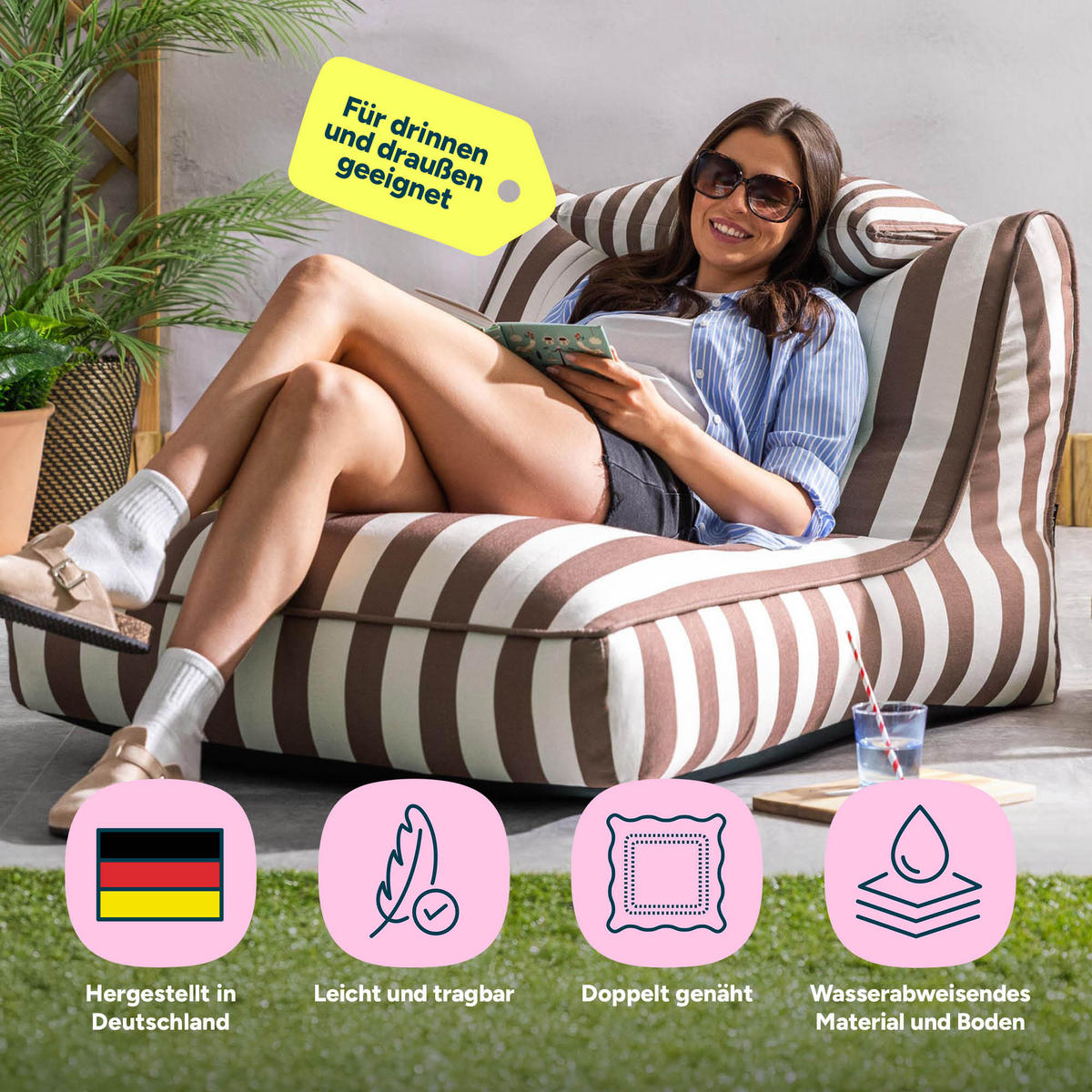 SITZSACK Liege Indoor Outdoor Nova - Braun, Textil (84/68/108cm) - icon