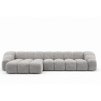ECKSOFA Modulare L-Form, Veloursstoff Bluvel, Grau, Links, CROISSANT XL - Grau, Holz (340/190cm) - Kaiser Möbel