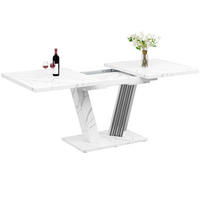 ESSTISCH 120/160/80/76 cm in Weiß mit Marmoroptik und Ausziehfunktion - Weiß, Holzwerkstoff (120/80/76cm) - Flora Grace