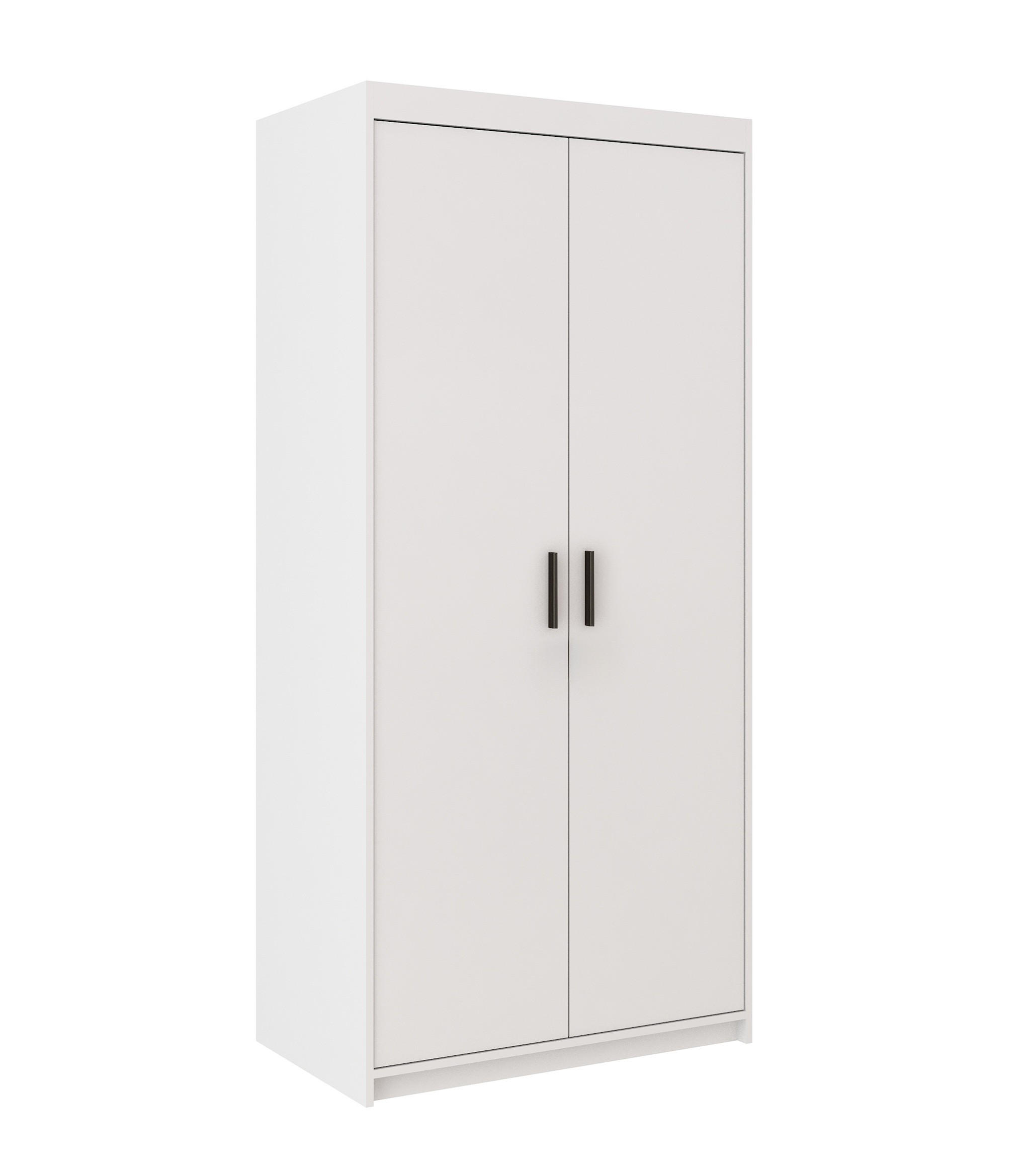 KLEIDERSCHRANK Storicos Weiß 89,7/190,5/53 cm - Modern 2-türig - Weiß, Holzwerkstoff/Kunststoff (89.8/190.6/53cm) - AX Living