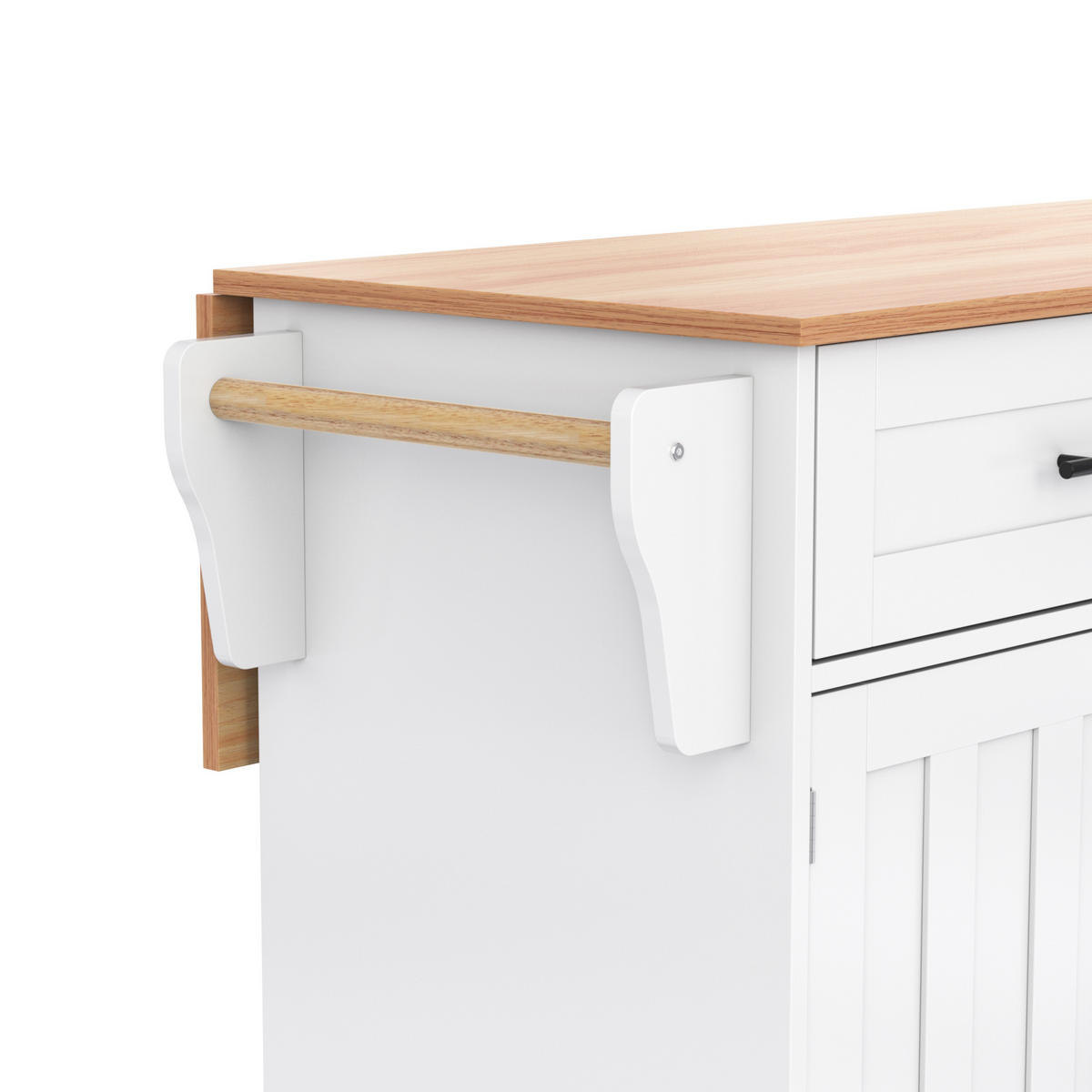 KÜCHENINSEL 129x71x91.5cm Weiß mit Ausziehplatte, Schubladen & Rollen/Füßen - Weiß, Holzwerkstoff (129/91.5/71cm) - Modfu