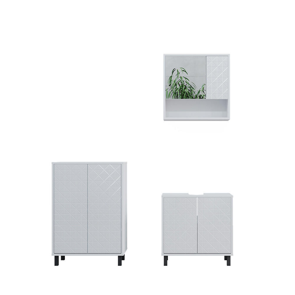 BADMÖBEL-SET Agasta Weiß 3 Teile - Weiß, Holzwerkstoff (56/57/28cm) - Vicco