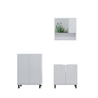 BADMÖBEL-SET Agasta Weiß 3 Teile - Weiß, Holzwerkstoff (56/57/28cm) - Vicco