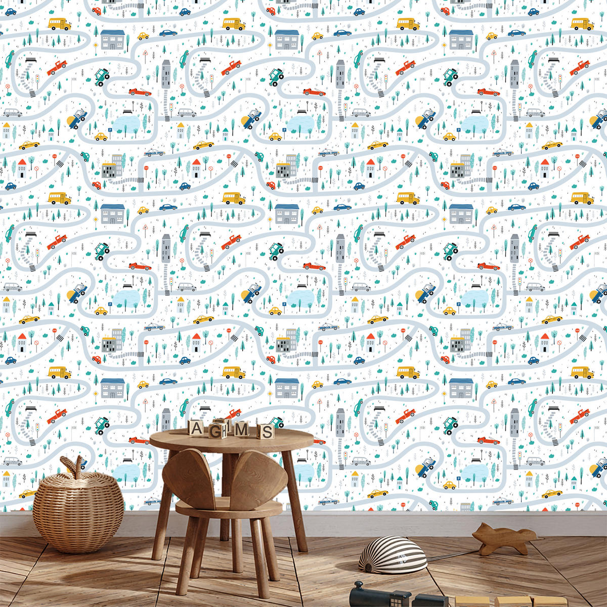 VLIESTAPETE Autos und Straßen – Bunt, Weiß – 50x1000 cm - Multicolor/Weiß, Papier (50/1000cm) - Muralo