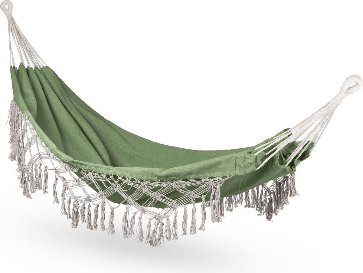 HÄNGEMATTE 200/150 cm, bis 200 kg - Olivgrün, Textil (150/1/200cm) - Outtec