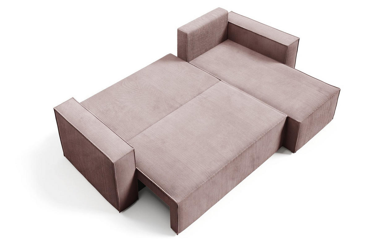 ECKSOFA Roda Rosa, Cord-Ecksofa mit Schlaffunktion - Rosa, Holzwerkstoff/Textil (248/150cm) - Bettso
