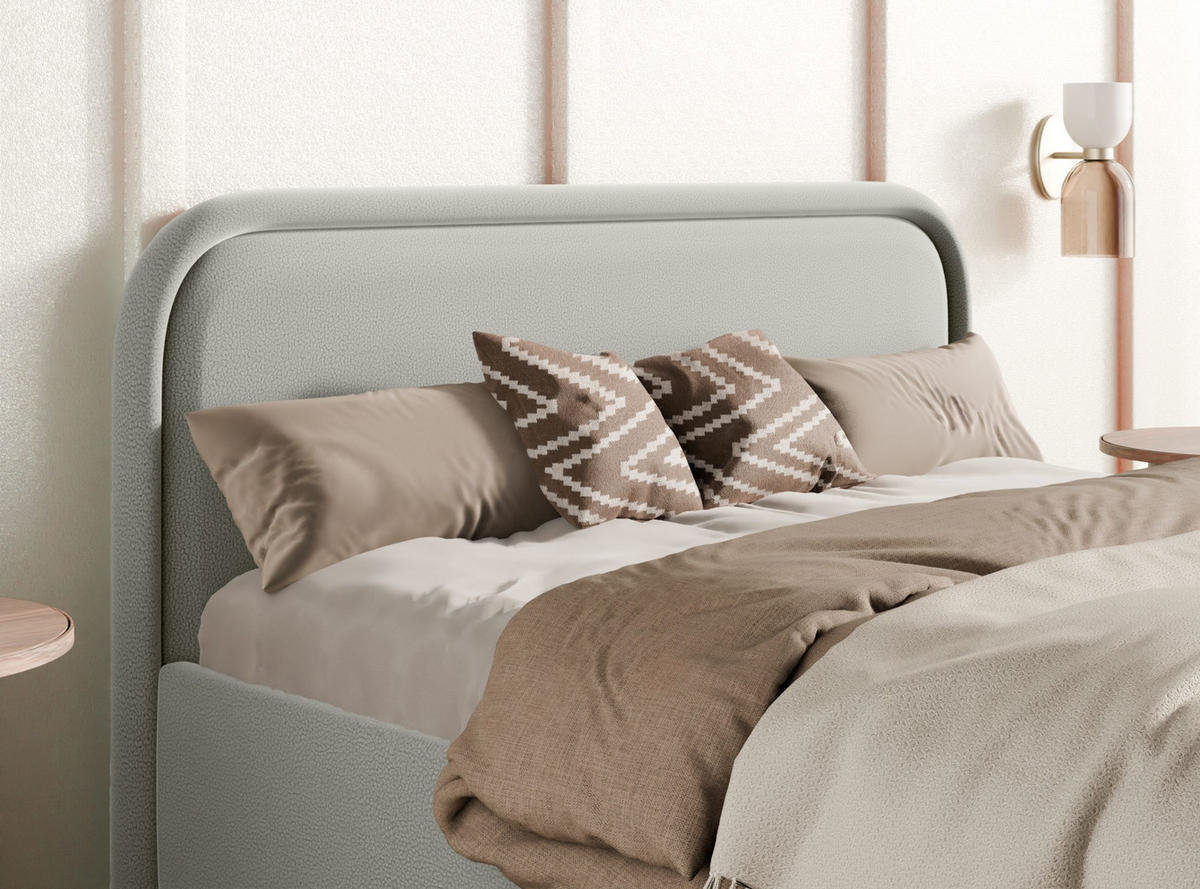 POLSTERBETT Juko 180x200 cm, Grau - Grau, Textil (180/200cm) - Fedve