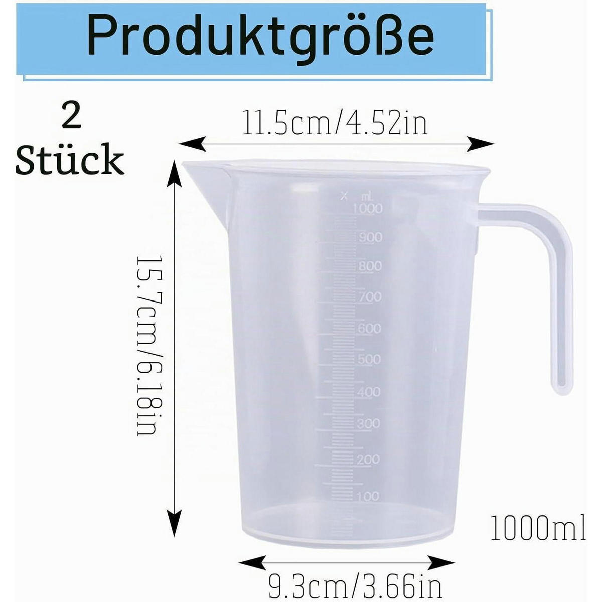 MESSBECHER 2-teiliges Set 1000 ml transparent - Transparent, Kunststoff (1L)