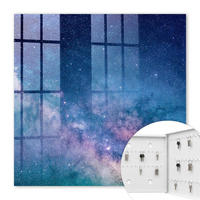 SCHLÜSSELBOX Weiß 30x30 cm – Türöffnung nach rechts - Kosmische Nacht - Blau, Metall (30/30/5cm) - TULUP
