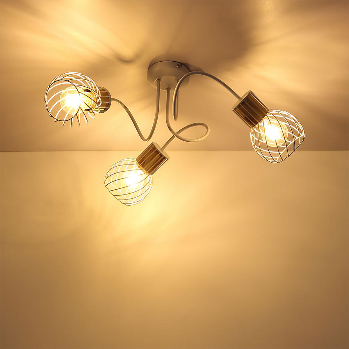 LED DECKENLEUCHTE Gitteroptik Weiß - Weiß, Holz (60/60/24cm) - Globo Lighting