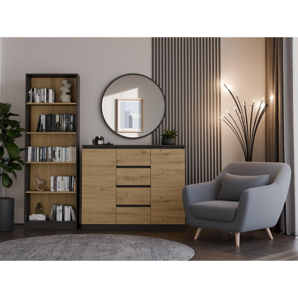 KOMMODE Anthrazit, Artisan 120/97/40 - Anthrazit, Holzwerkstoff (120/97/40cm) - RAUMHIRSCH FURNITURE