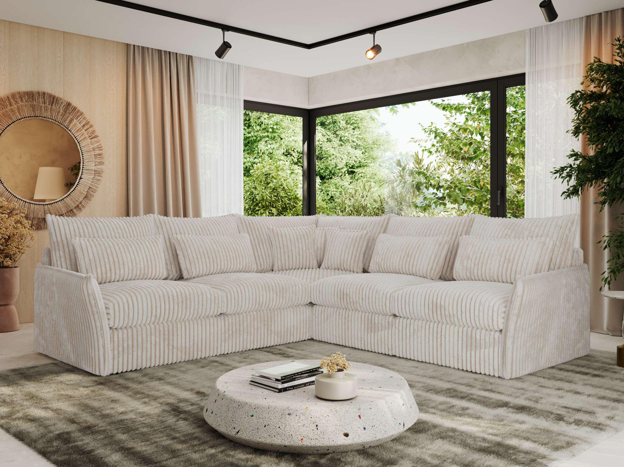 ECKSOFA VERSO L Beige Cord - Beige/Schwarz, Kunststoff/Textil (270/270cm) - MKS