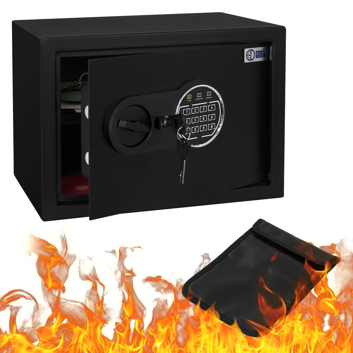 TRESOR 16L - Schwarz, Metall (25/25/35cm) - ECD-Germany