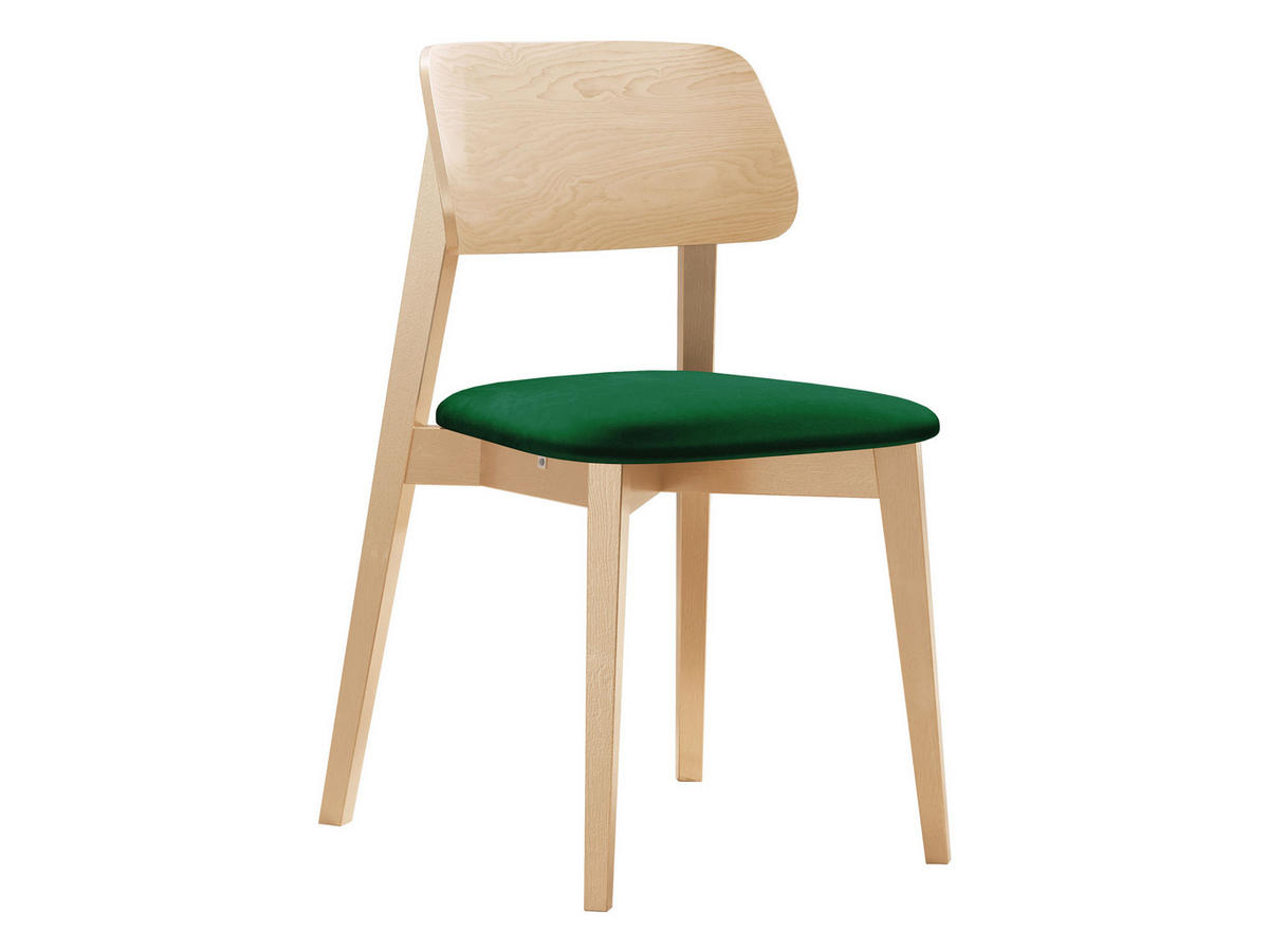 WOHNZIMMER STUHL KT63, Holzfarbe: Buche - Buchefarben/Grün, Holz/Textil (47/80/49cm) - MIRJAN24