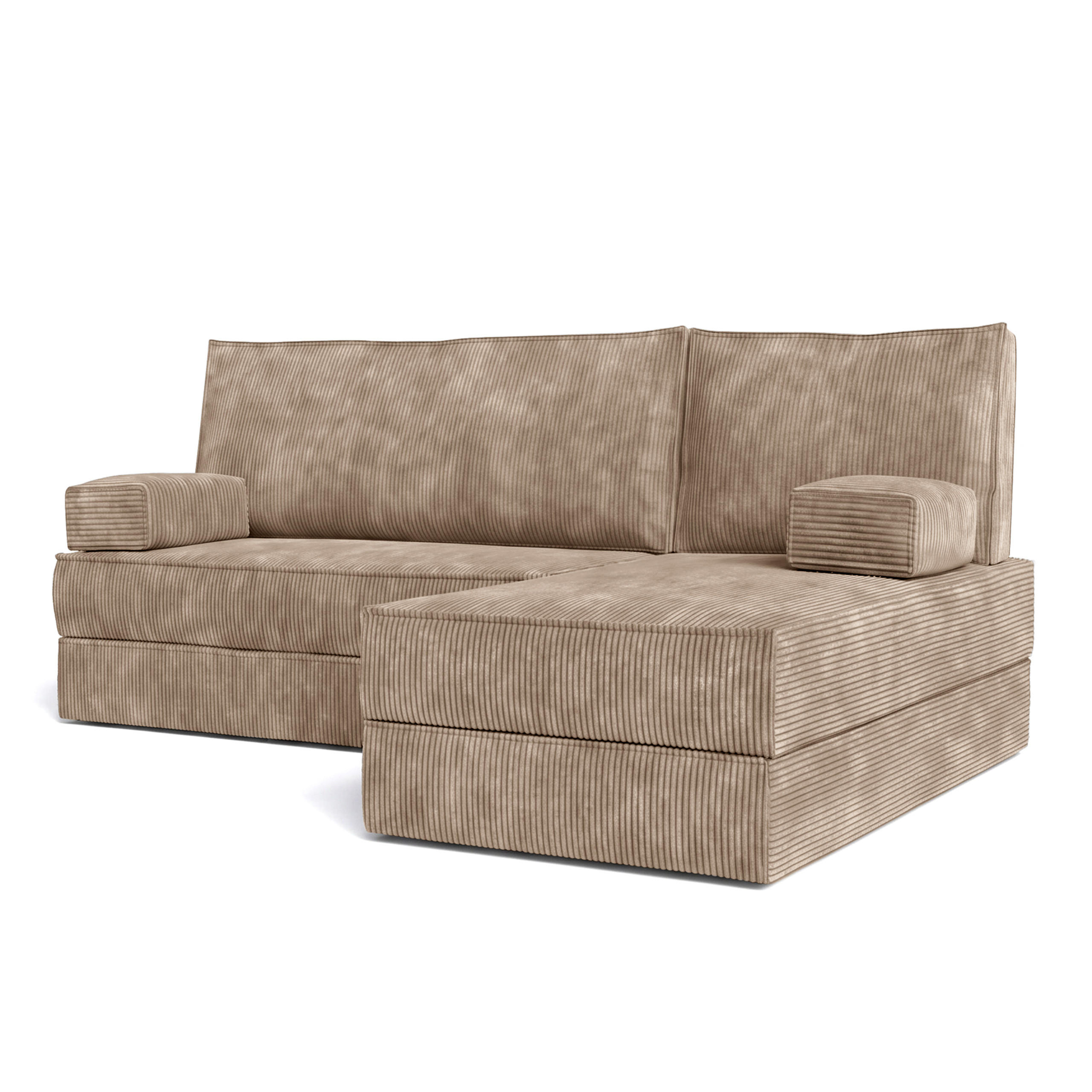 ECKSOFA NOTIA modulares Boneless Sofa mit Schlaffunktion Beige Kordstoff - Beige, Textil (200/120cm) - MASSENO