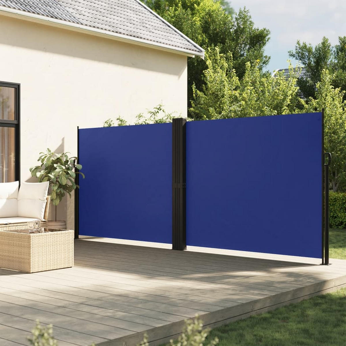 SEITENMARKISE Ausziehbar Blau 180x1200 cm - Blau, Textil (1200/180/1200cm) - furnicato