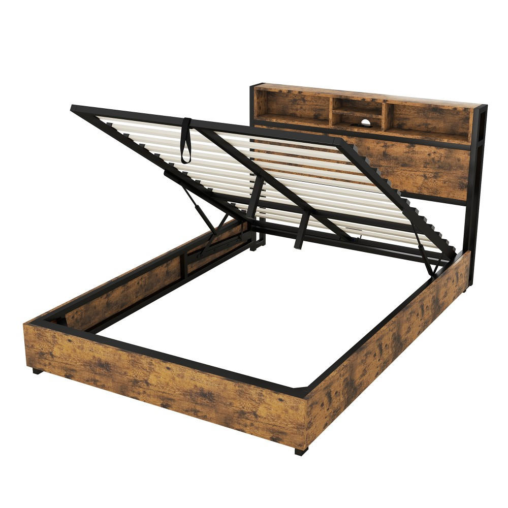 TEENAGERBETT 140x200cm mit LED-Umgebungsbeleuchtung in braun - Braun, Holz (140/200cm) - KOMHTOM