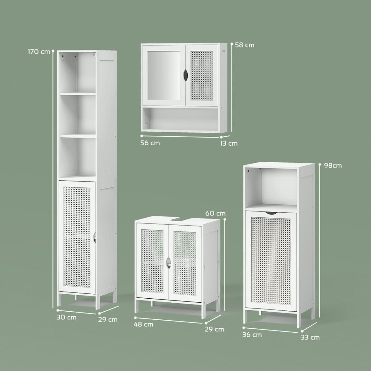KOMPLET KOPALNIŠKEGA POHIŠTVA Mincio, Bela, 4-delni - bela, leseni material (50/60/29cm) - Livinity®