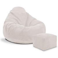 SITZSACK PARADISE MIT FUßSTÜTZE Kordsamt 2-tlg White Dove M - Weiß, Textil (90/100/90cm) - Dreamroots