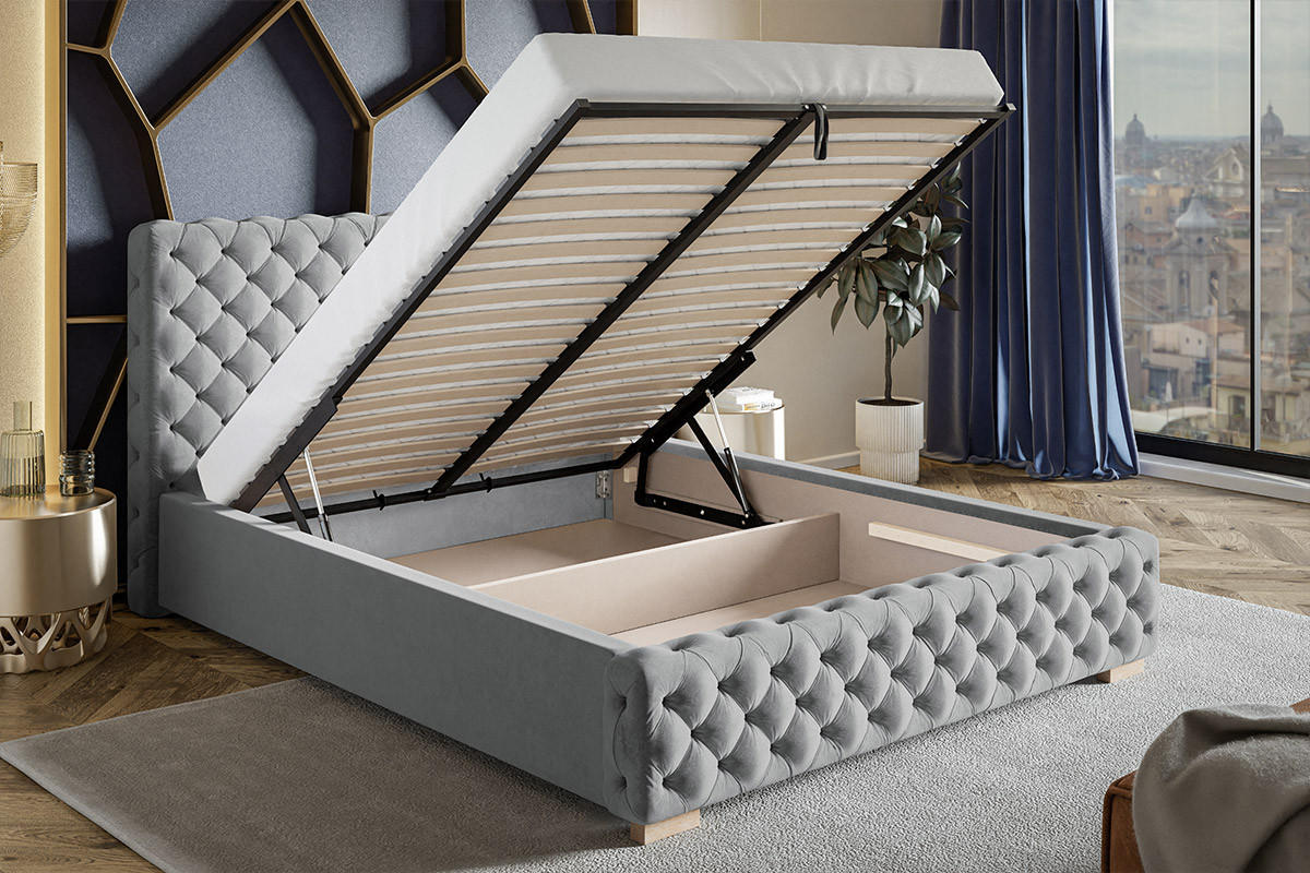 BETT Butelgrün BEN 12 Metallrahmen 200x200 cm - Grün, Textil (200/200cm) - Sepro Meble