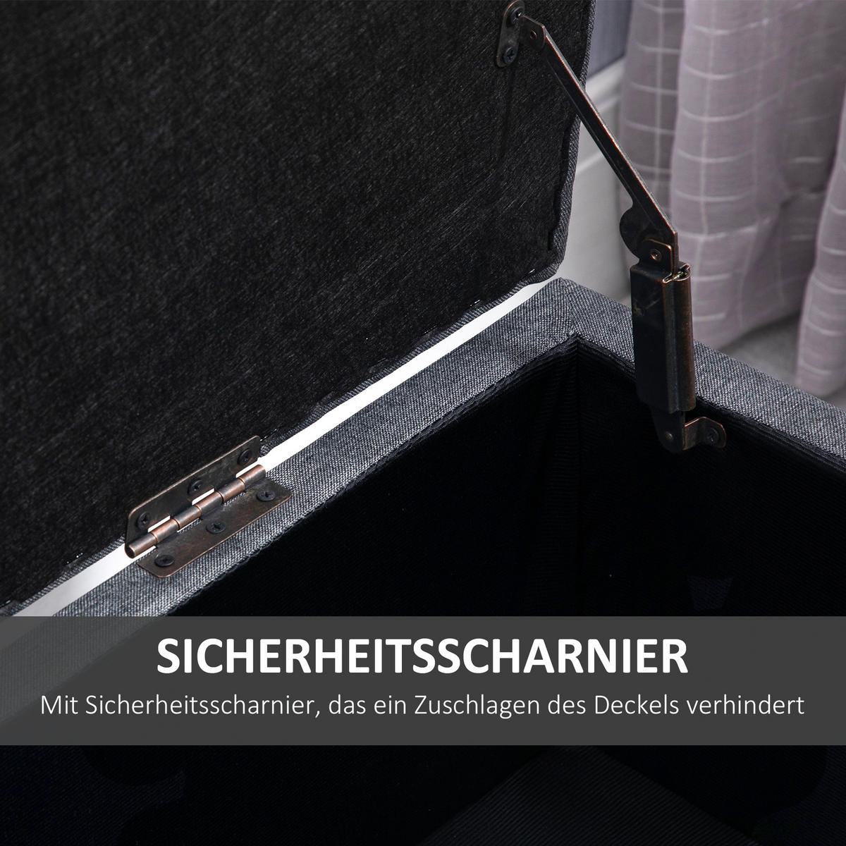 SITZBANK Polsterbank mit Stauraum leinenartiges Polyester holz Dunkelgrau - Dunkelgrau, Kunststoff (40/44/100cm) - HOMCOM