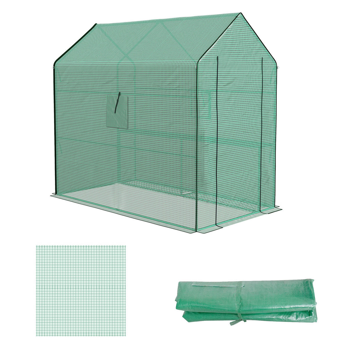 ERSATZPLANE DE-05702 für Gewächshaus Wetterbeständig, UV-beständig Grün - Grün, Kunststoff (213/190/140cm) - ComfortXL