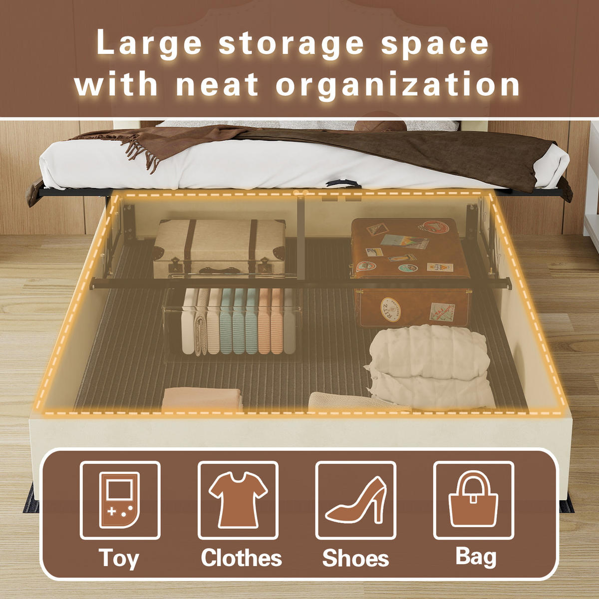 POLSTERBETT 140/200 cm in Beige mit Gepolstertem Kopfteil Stoff Designbett - Beige, Holzwerkstoff/Textil (140/200cm) - STILVORA