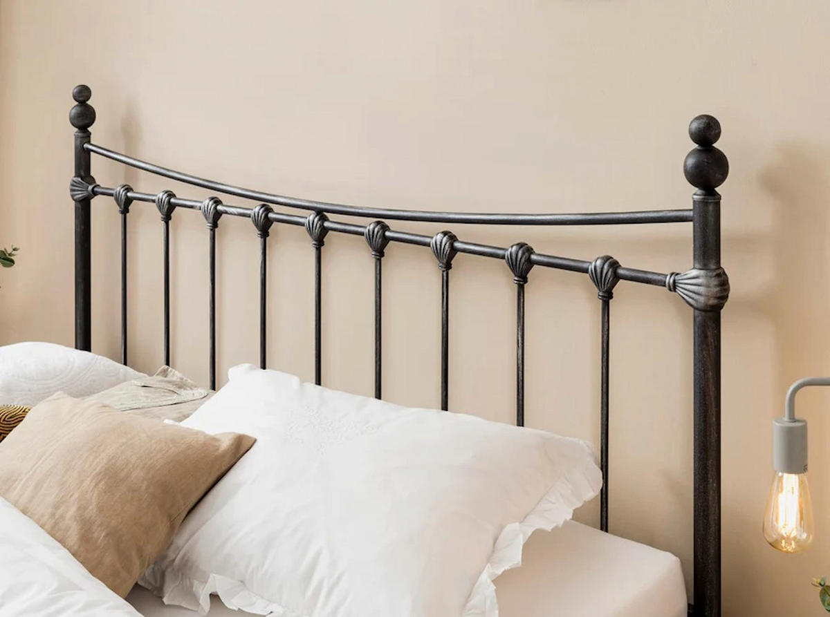 METALLBETT Camilla / 140 x 210 cm / schwarz-silberr gewischt - Schwarz, Metall (140/210cm) - BED BOX