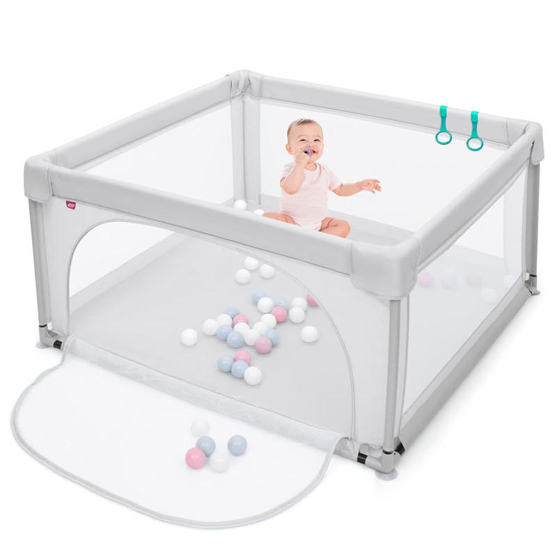 Costway Laufstall Grau 126x68x126 cm