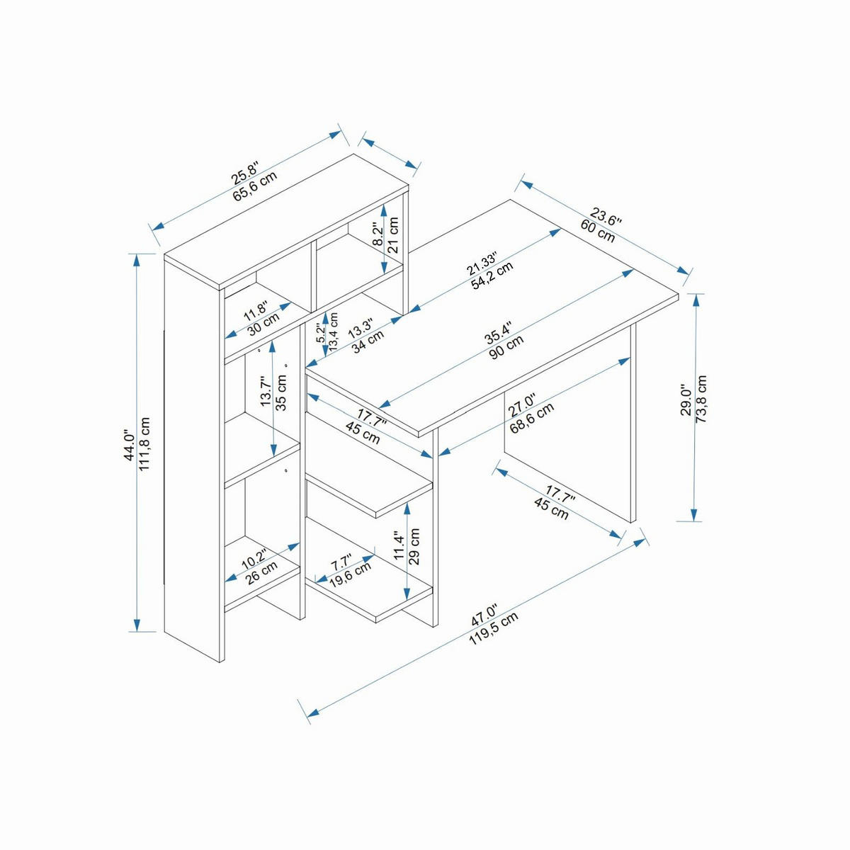 SCHREIBTISCH bugra weiss - Weiß, Holz (135/60/111cm) - Habitat Garten