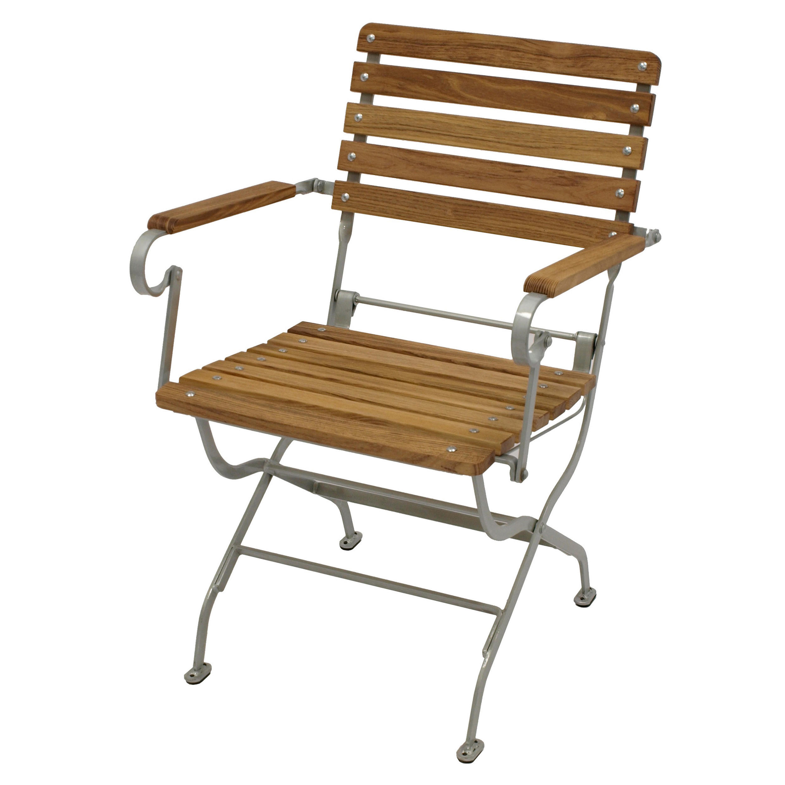 KLAPPSESSEL Bad Belzig mit Armlehnen- Flachstahl verzinkt hellgrau - Robinienholz - Grau, Holz (58/83/62.5cm) - TPFGarden