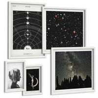 BILDER SET 5er Set - 50x50 cm & 20x30 cm & 40x60 cm Weißer Rahmen - Galaxie im Sonnensystem - Weiß, Kunststoff (40/60cm) - TULUP
