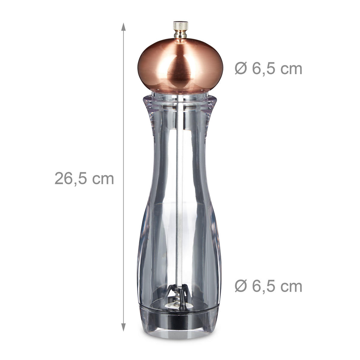 PFEFFERMÜHLE manuell - Transparent, Keramik/Kunststoff (6.5/26.5/6.5cm) - Relaxdays