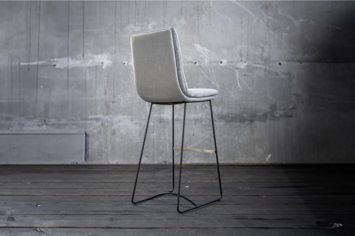 BARHOCKER VINCE Hellgrau Webstoff - Hellgrau, Textil (46/121/58cm) - KAWOLA