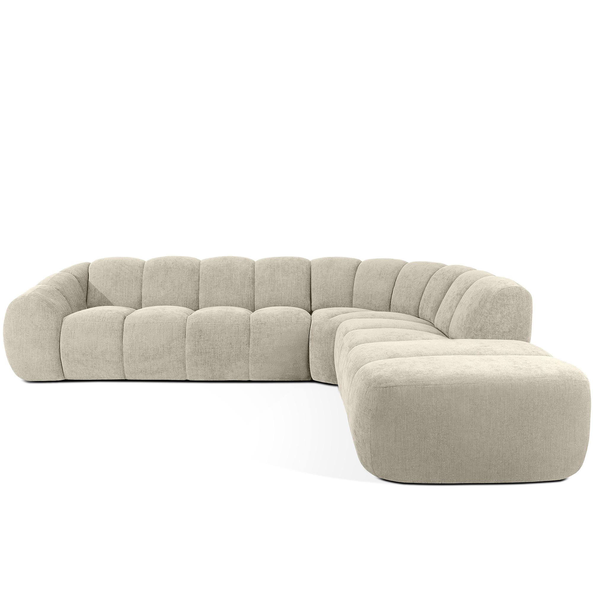 ECKSOFA RECHTS FLAVA, Ecru - Ecru, Holz/Holzwerkstoff (310/274cm) - KONSIMO®