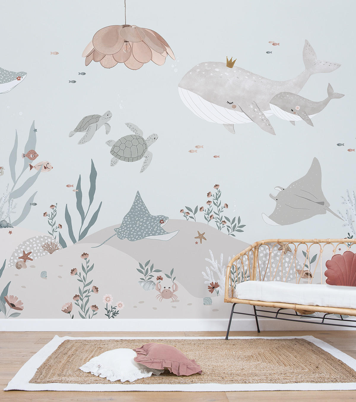 PANORAMA VLIESTAPETE Ocean field 4 m x 248 cm, blau/rosa - Blau/Pastellblau, Papier (248/400cm) - Lilipinso